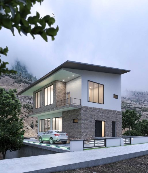 تصویر رندر سمت چپ نماپروژه ویلا کجور