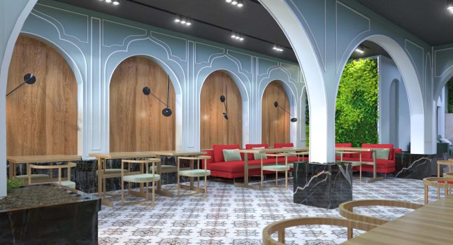 تصویر ایجاد قوس و حفظ فرم ایرانی در طرح دو رستوران عباس آباد